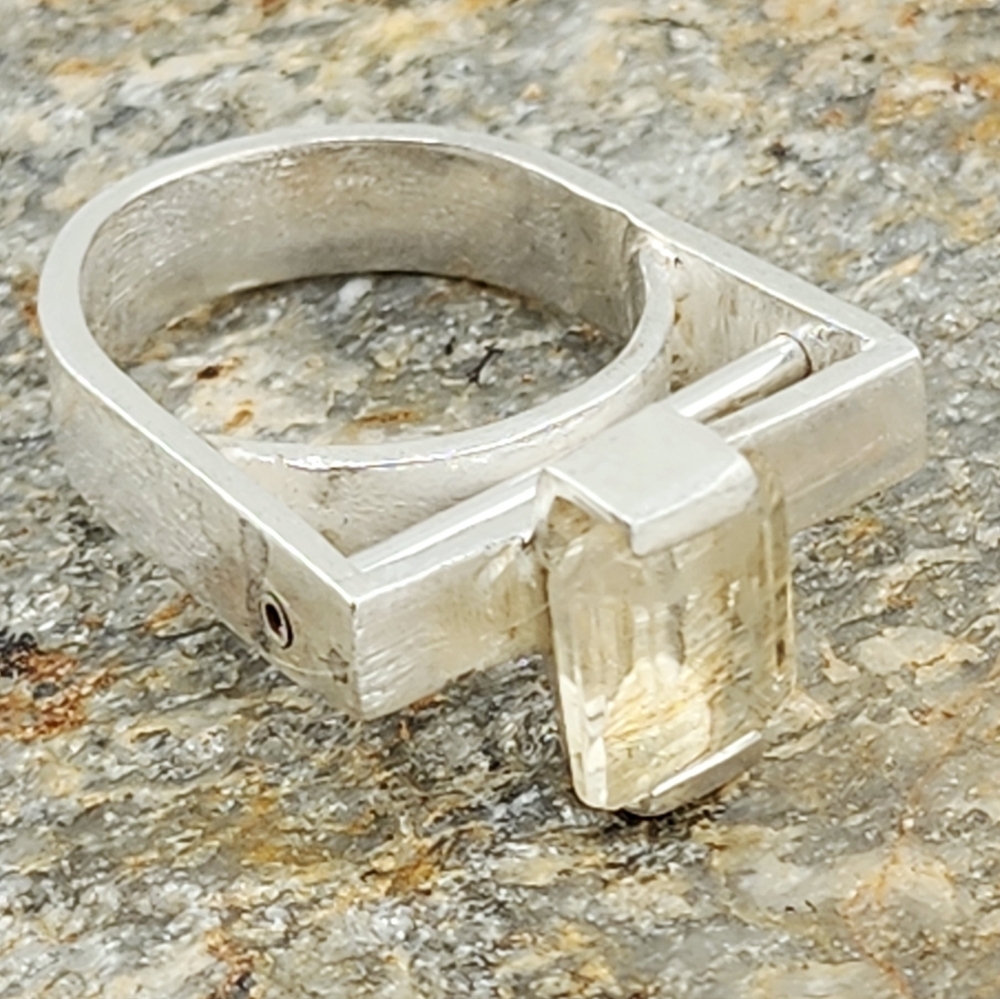 AVANT GARDE CITRINE EMERALS CUT RING HANDMADE IN STERLING SILVER SZ 7 - Picture 7 of 13